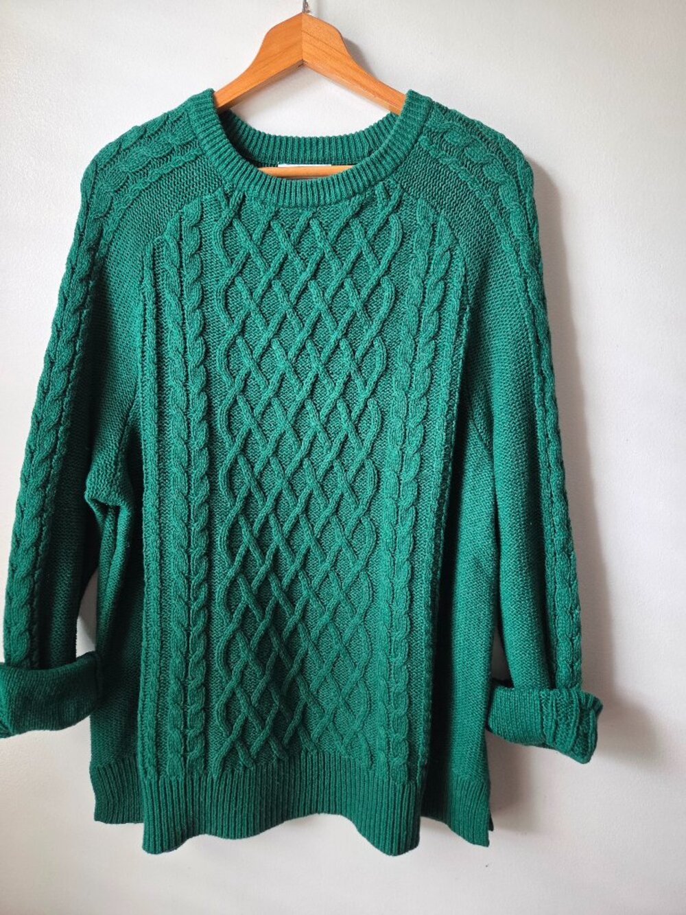 EUC OLD NAVY COTTON BLEND GREEN CABLE KNIT SWEATER SIZE XXL